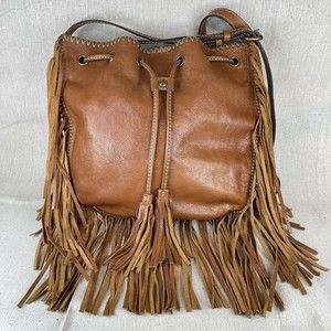 Patricia Nash Boho Fringe Tassel Crossbody Bucket Bag Purse